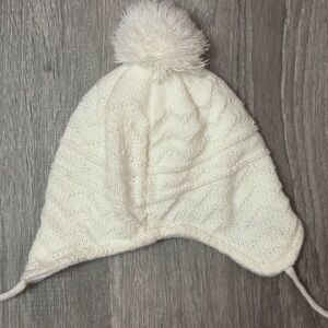 Cozy White Knit Pom-Pom Hat for Kids